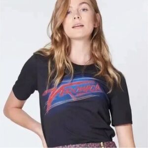 Veronica Beard Rhinestone Black Tee Large